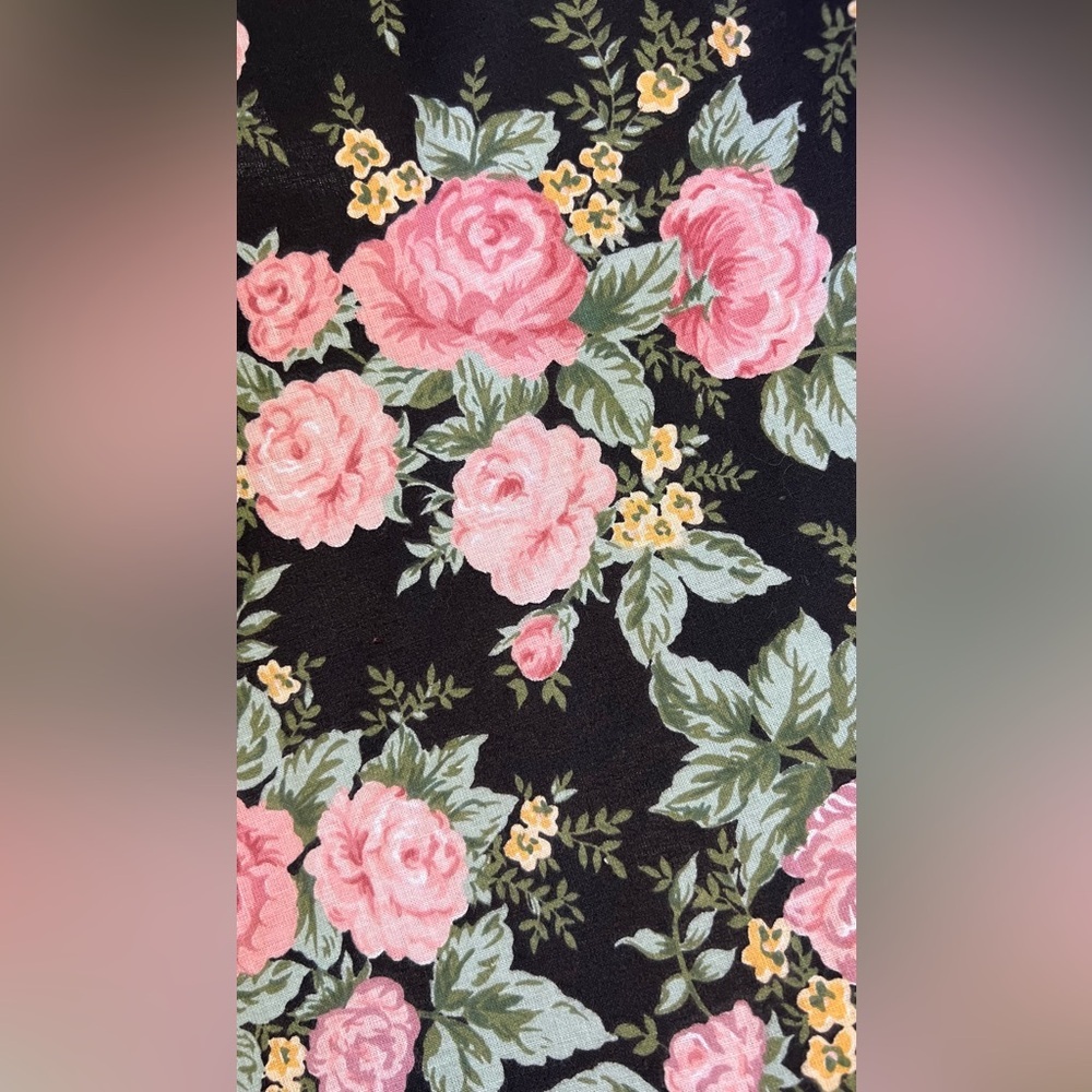 Vintage Lanz  80’s Black and Pink  Floral Midi Dress Sleeveless  Cottagecore - Picture 12 of 16
